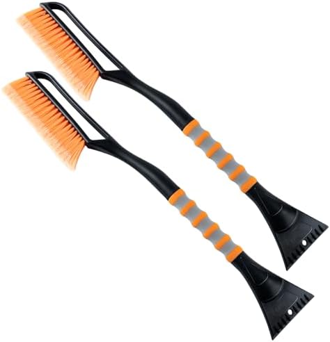 AstroAI 2 Pack 27" Snow Brush and Detachable Deluxe Ice Scraper with Ergonomic