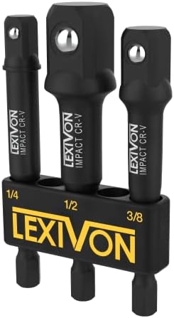 LEXIVON Impact Grade Socket Adapter Set, 3" Extension Bit with Holder