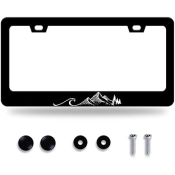 Waves License Plate Frame Ocean Wave Mountains License Plate Stainless Steel