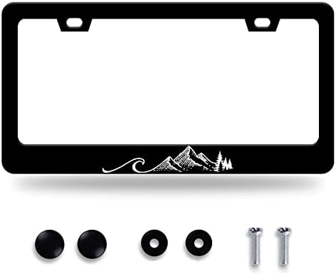 Waves License Plate Frame Ocean Wave Mountains License Plate Stainless Steel