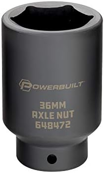 Powerbuilt 1/2-inch Drive Axle Nut Socket, 36mm 6 Point Extra Deep, Remove Front