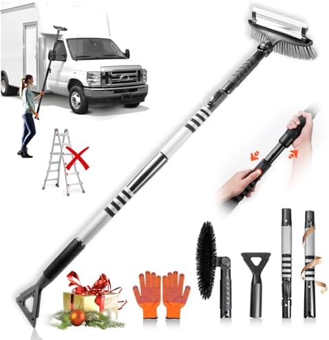 Epltion 72" Extendable Snow Removal for Car, 3 in 1 Ice Scrapers and Snow Brush