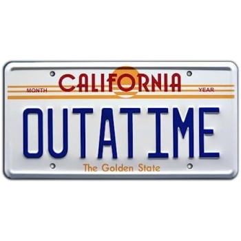 Back to The Future | Delorean | Outatime | Metal Stamped Vanity Prop License