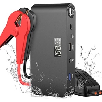 1600A Battery Jump Starter 16000mAh Pack 12V with Jumper Cables, Portable USB QC