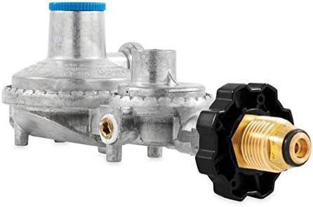 Camco 59333 RV Horizontal Two Stage Propane Regulator with P.O.L.
