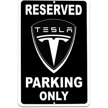 Tesla Parking Only Sign - 8x12 Aluminum Tesla Poster - Gifts for Tesla Owners
