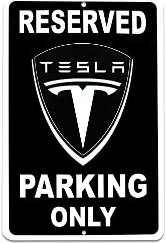 Tesla Parking Only Sign - 8x12 Aluminum Tesla Poster - Gifts for Tesla Owners