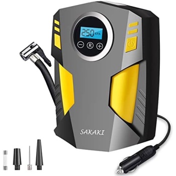 Tire Inflator Portable Air Compressor Car Tire Pump with 3 Nozzle Adaptors