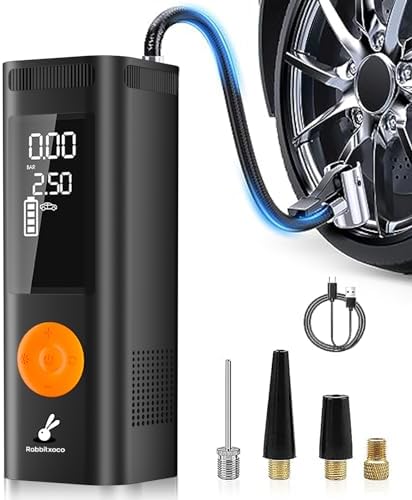 RABBITXOCO Tire Inflator Portable Air Compressor - 3x Speed 150PSI 6000mAh