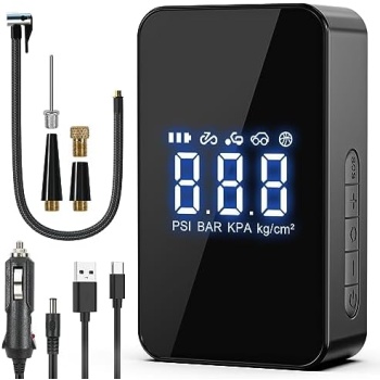 Portable Air Compressor, Tire Inflator, 12V Portable Air Pump with 6000mAh