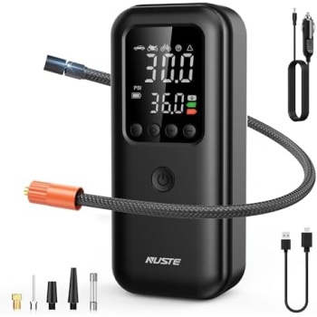 NUSTE Cordless Tire Inflator Portable Air Compressor, 3X Faster Air Pump