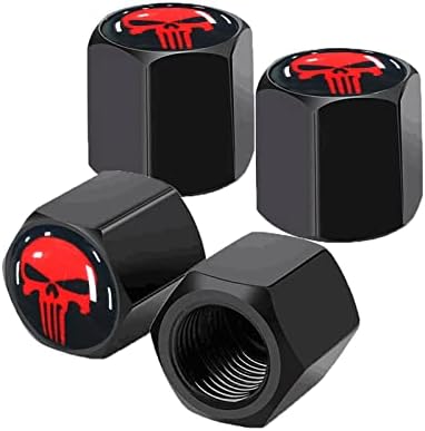Ajxn 4 Pack Skull Car Wheel Tire Valve Stem Caps Airtight Dust Proof Covers