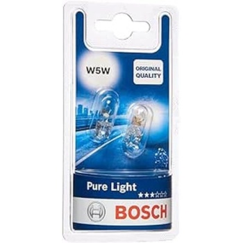 Bosch W5W (501) Pure Light Car Light Bulbs - 12 V 5 W W2,1x9,5d - 2 Bulbs
