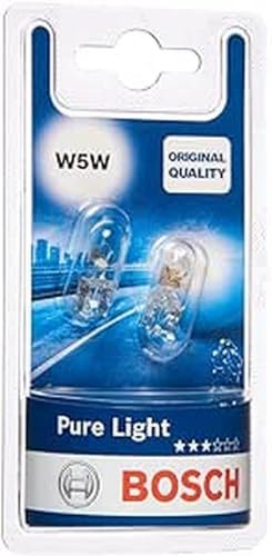 Bosch W5W (501) Pure Light Car Light Bulbs - 12 V 5 W W2,1x9,5d - 2 Bulbs