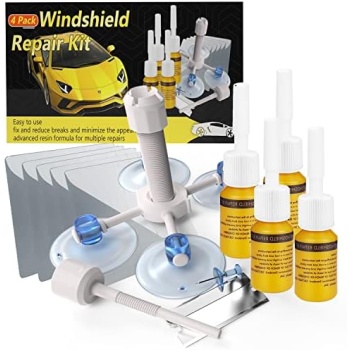 UNIIOON Windshield Crack Repair Kit, Glass Repair Fluid 4 Pcs Car Glass Repair