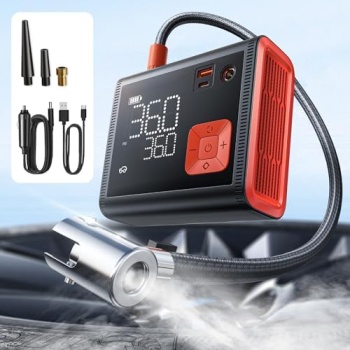LISEN Tire Inflator Portable Air Compressor 2 in 1-4X Faster Inflator-25,000mAh