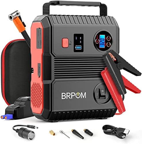 BRPOM Car Jump Starter with Air Compressor, 150PSI 4500A Peak 24000mah
