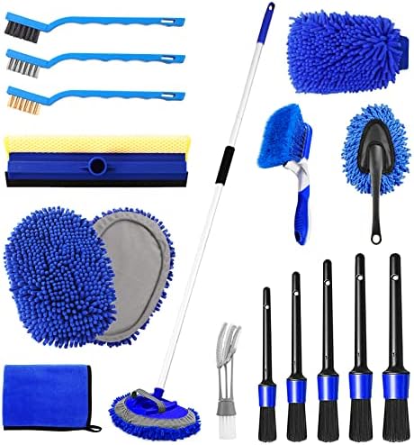 62'' Car Wash Brush Kit Mitt Mop Sponge with Long Handle, 1 Chenille
