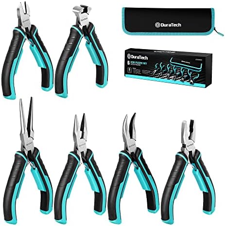 DURATECH Mini Pliers Set, 6PCS Jewelry Pliers Set, CRV Construction