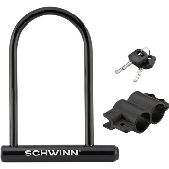 Schwinn Bike U-Lock with Keys, 12 mm x 7.5 inches, Black, Vinyl Coated Steel