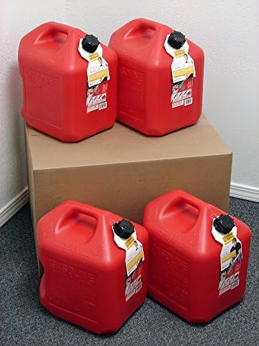 5 Gallon Gas Can, 4 Pack, Spill Proof Fuel Container - New!