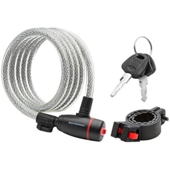 Schwinn Bike Cable Lock with Keys, 6 ft x 12 mm, Black & Silver, Durable Steel
