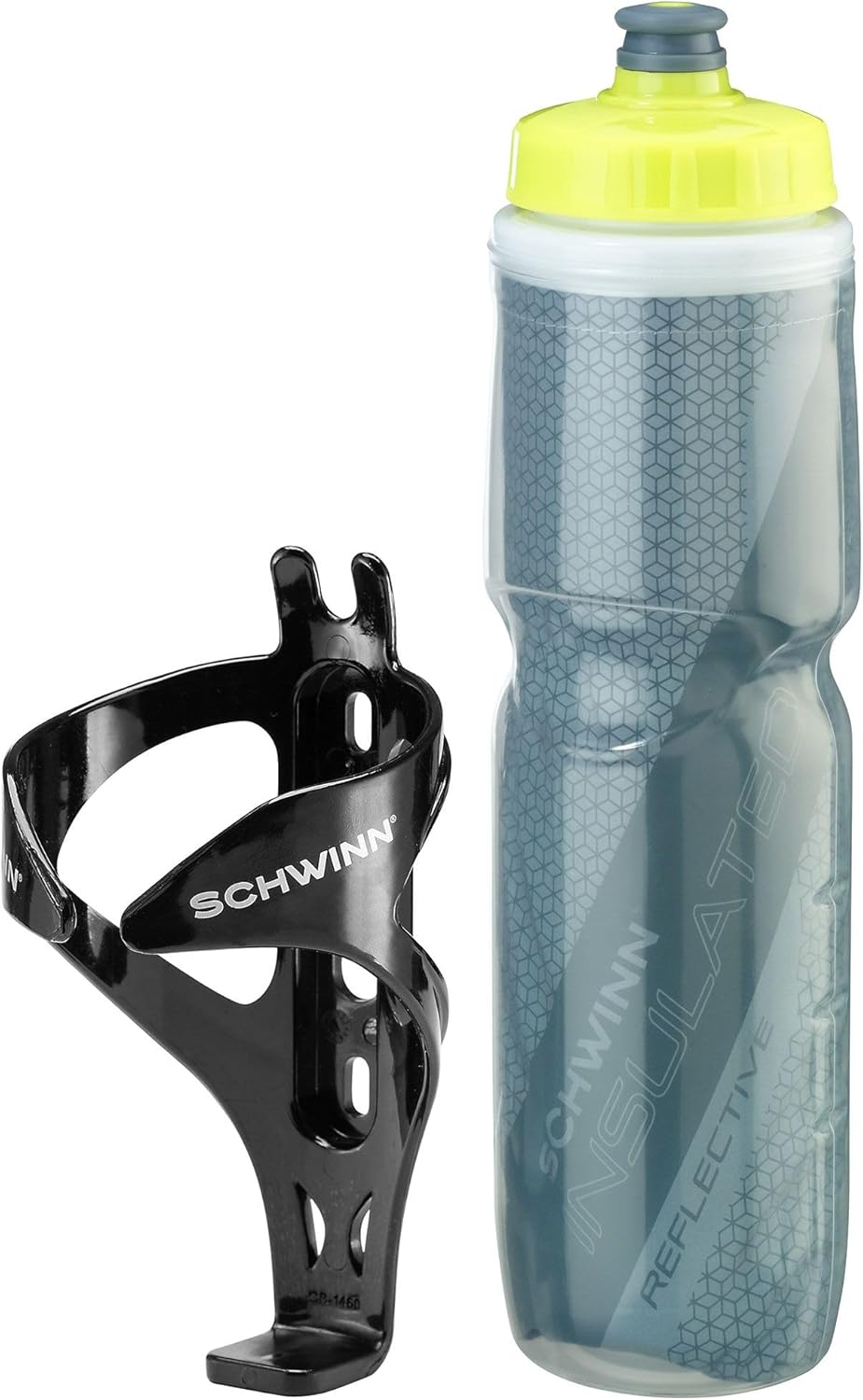 Schwinn Reflective Insulated Water Bottle with Holder for Bicycle, 26 oz