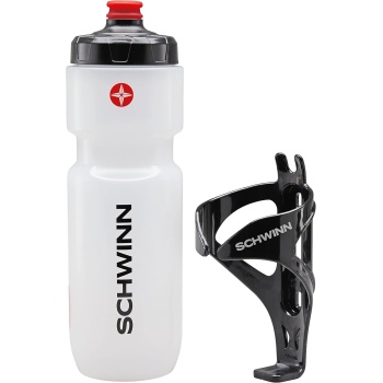 Schwinn Translucent Sport Water Bottle with Holder for Bicycle, 26 oz, BPA-Free