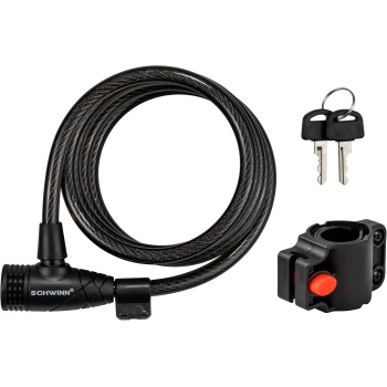 Schwinn Bike Cable Lock with Keys, 6 ft x 10 mm, Black, Braided Steel, Durable