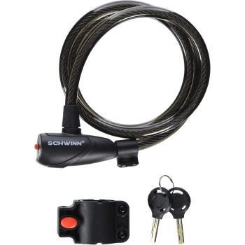Schwinn Bike Cable Lock with A Lighted Key, 6 feet x 15 mm Anti Theft Bicycle