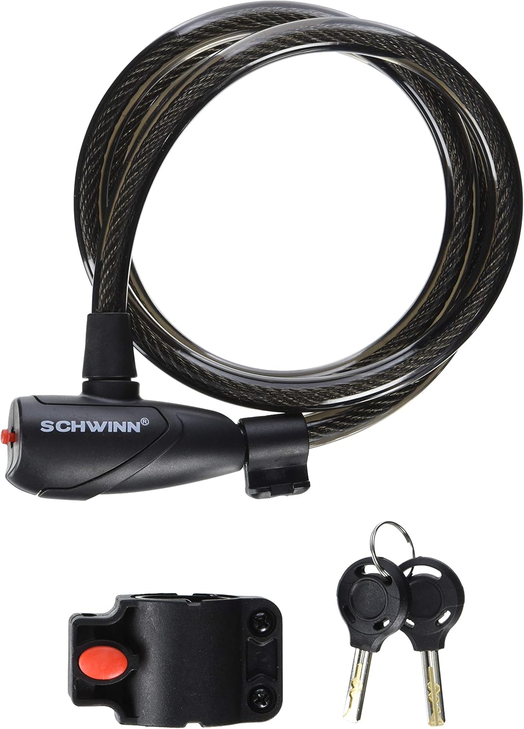 Schwinn Bike Cable Lock with A Lighted Key, 6 feet x 15 mm Anti Theft Bicycle