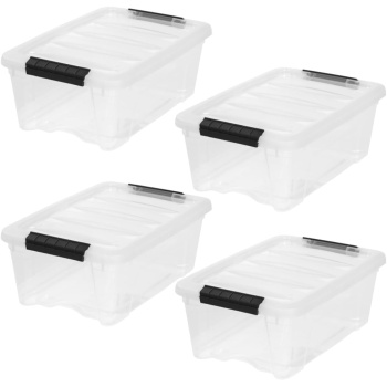 IRIS USA 4-Pack Storage Bins with Lids, 13 Quart, Made in USA Stackable