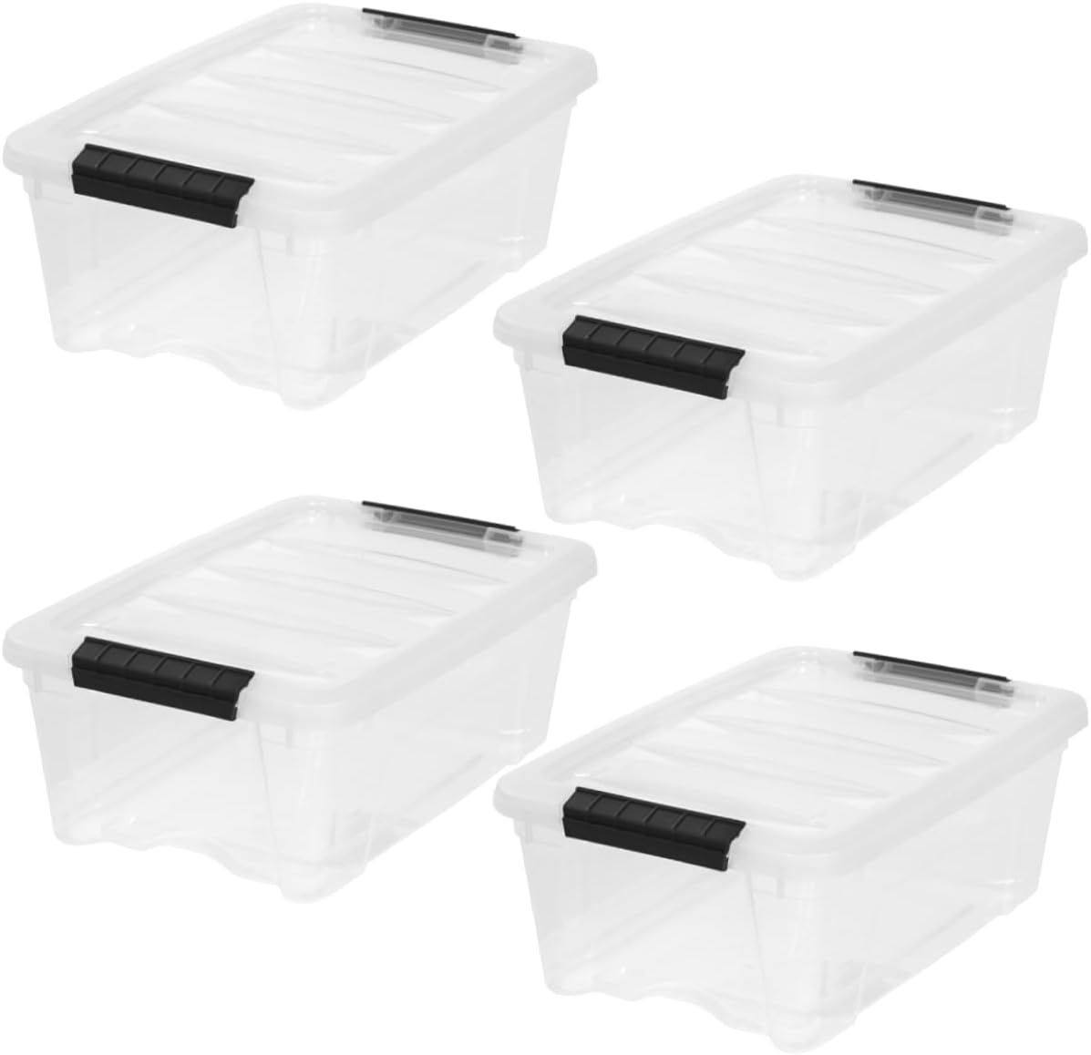 IRIS USA 4-Pack Storage Bins with Lids, 13 Quart, Made in USA Stackable