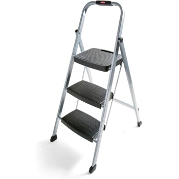 Rubbermaid 3-Step Steel Ladder,Folding Step Stool with Hand Grip and Non-Slip