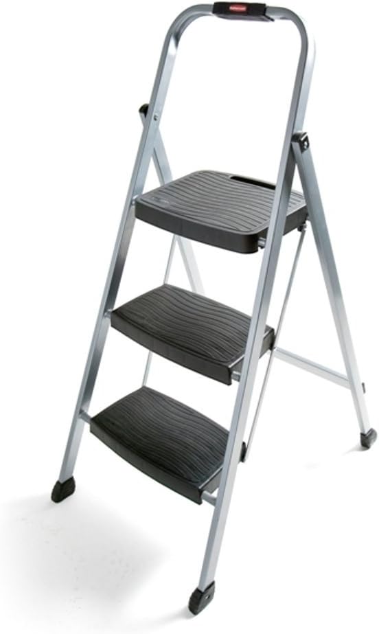 Rubbermaid 3-Step Steel Ladder,Folding Step Stool with Hand Grip and Non-Slip