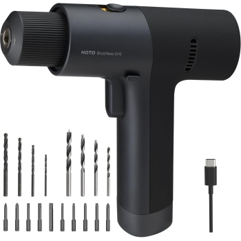 HOTO Cordless Brushless Drill 12V, LED Display Screen, 30 Precision Gears
