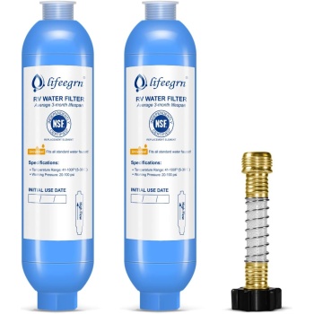 lifeegrn RV Water Filter with Hose Protector, Inline Water Filter, Reduces Bad