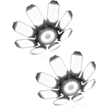 Adiding LED Garage Ceiling Lights 2 Pack w/ 8+1 Adjustable Panel, Super Bright
