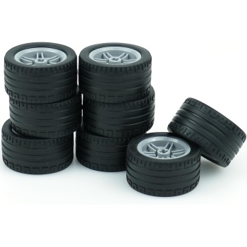 MALEKO 8 PCS Wheels and Tires Set, Tires Dia. 43.2X22mm&Rim Dia. 30.4X 20mm