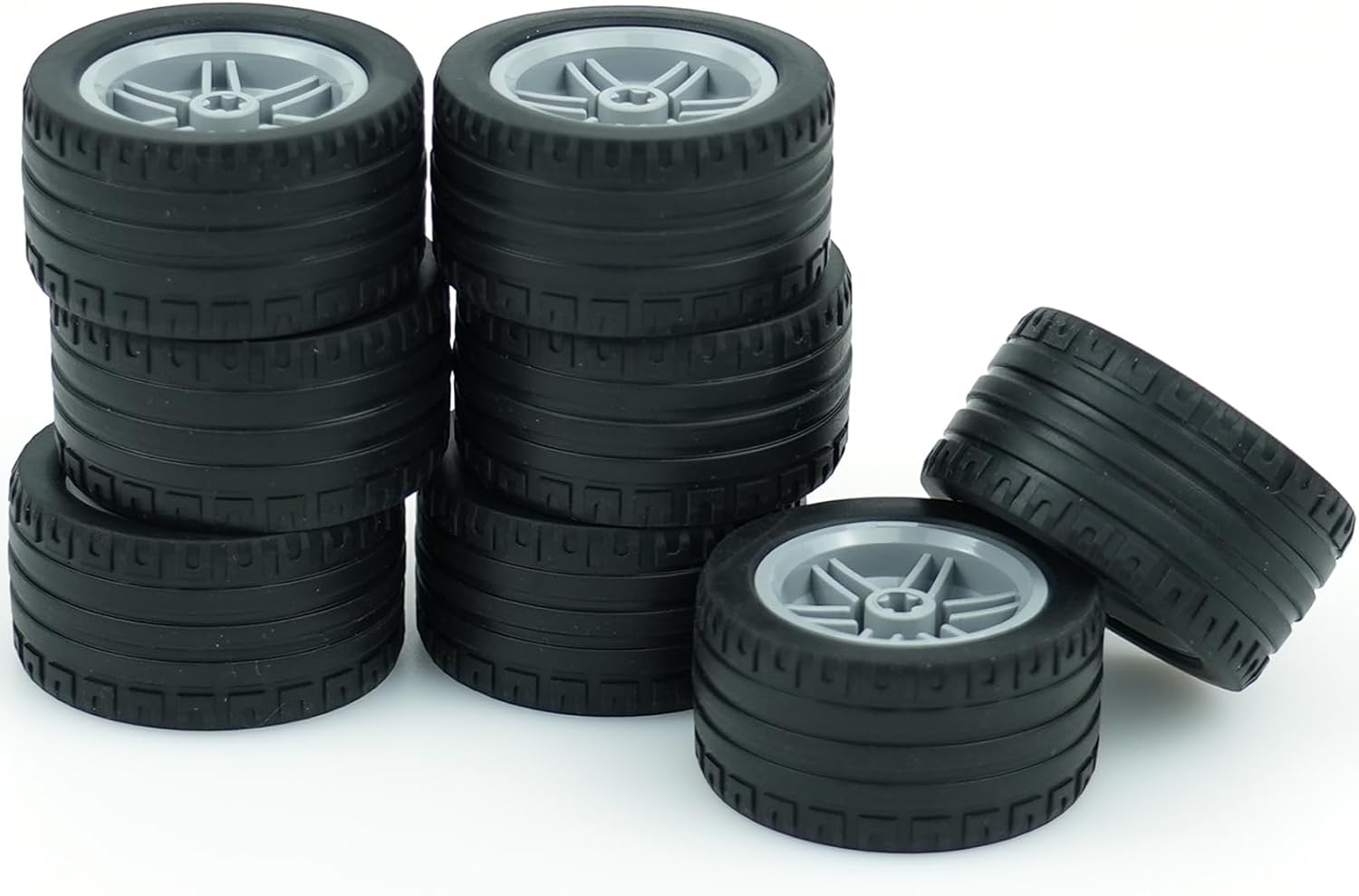 MALEKO 8 PCS Wheels and Tires Set, Tires Dia. 43.2X22mm&Rim Dia. 30.4X 20mm