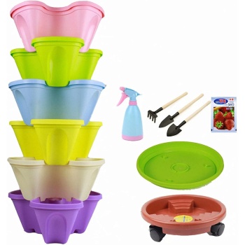 6 Tier Stackable Garden Stacking Flower Pot Tower, Stackable Strawberry Planter