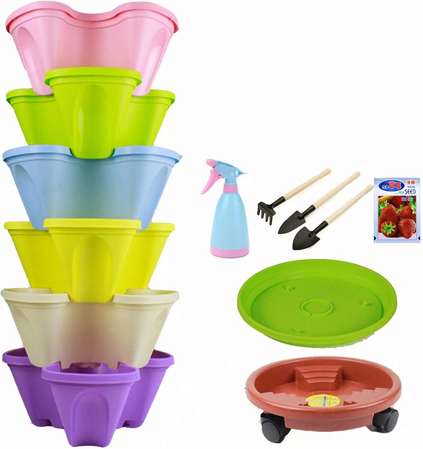 6 Tier Stackable Garden Stacking Flower Pot Tower, Stackable Strawberry Planter