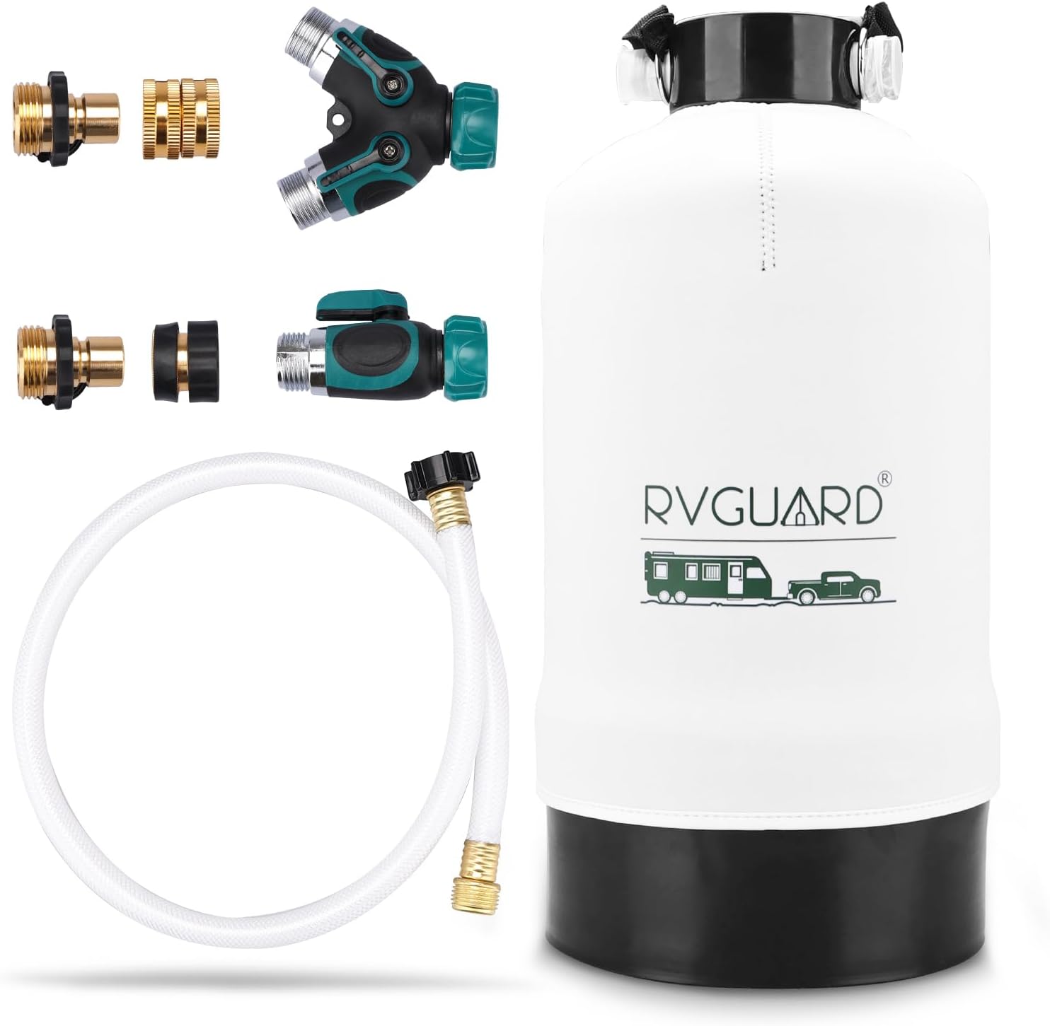 RVGUARD 16,000 Grains Portable Water Softener for RV, Reduces Hardness