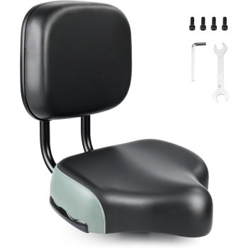 Bike Seat with Backrest Oversized Comfort Saddle Replacement Soft Back Rest PU