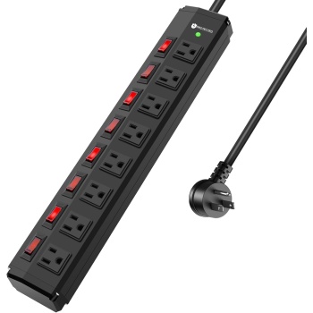 8 Outlet Heavy Duty Power Strip with 8 Individual Switches,Moutable Metal Power