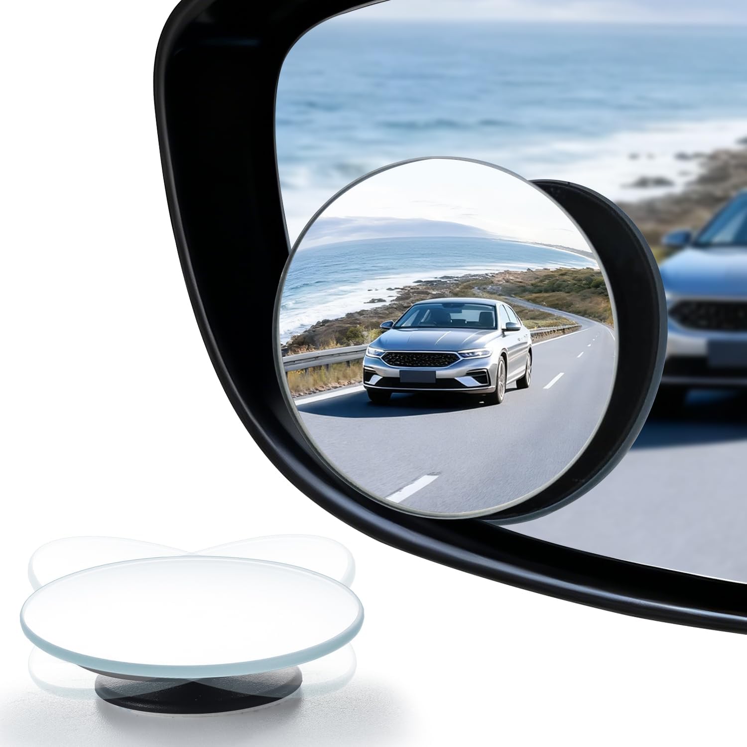 LivTee Blind Spot Mirror, 2" Round HD Glass Frameless Convex Rear View Mirrors