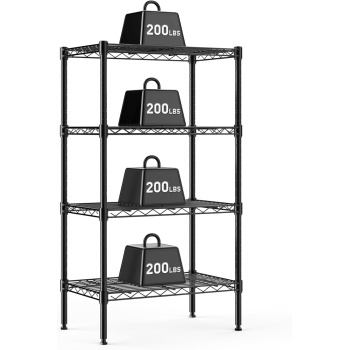 DUMOS 4-Tier Metal Wire Storage Shelves, Adjustable Standing Storage Rack Shelf