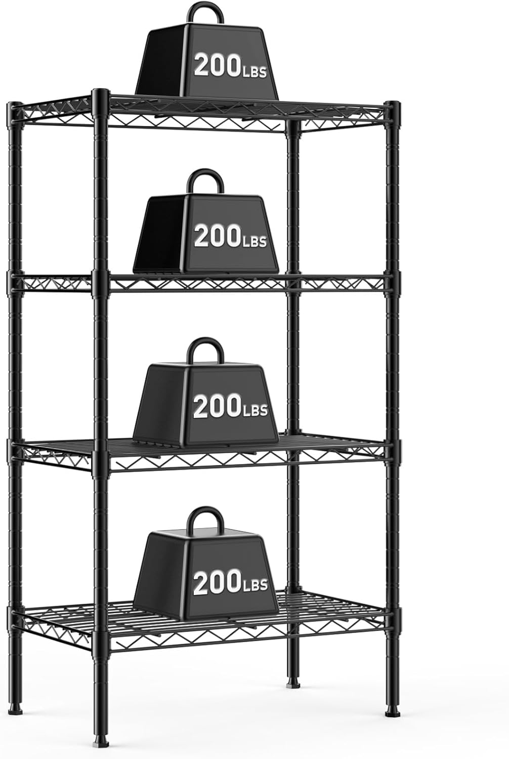 DUMOS 4-Tier Metal Wire Storage Shelves, Adjustable Standing Storage Rack Shelf