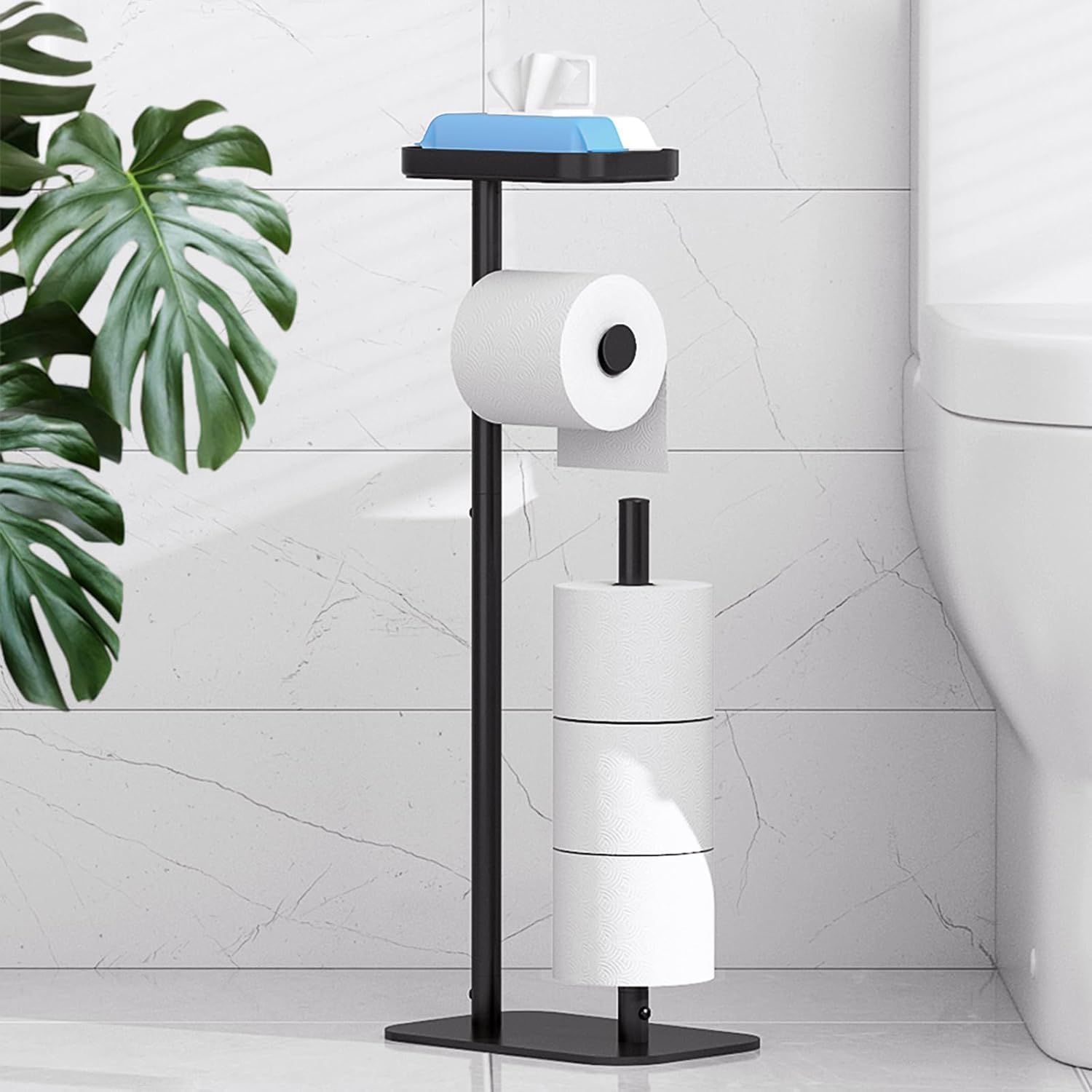 Kitsure Toilet Paper Holder Free Standing – Rustproof Metal Toilet Paper Stand