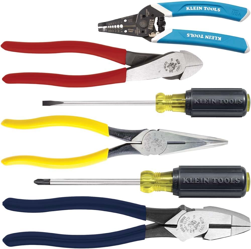 Klein Tools 80080 Hand Tool Kit includes 2 Screwdrivers, Made in USA, 3 Pliers